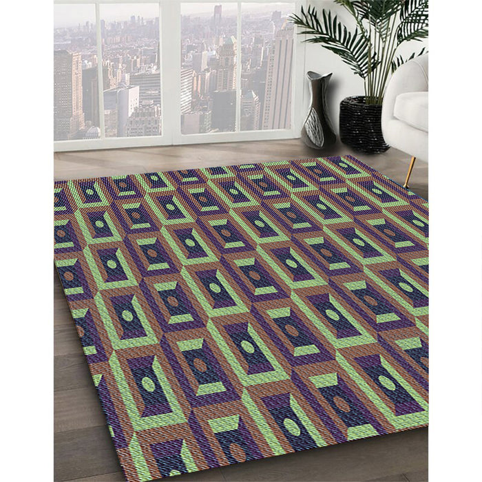 Machine Washable Transitional Khaki Green Rug in a Family Room, wshpat122lblu