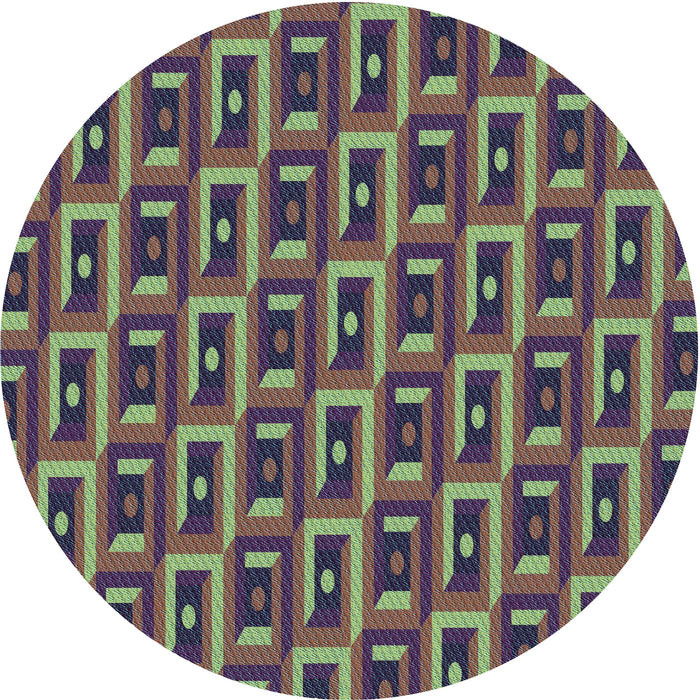 Square Patterned Khaki Green Rug, pat122lblu