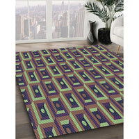 Patterned Khaki Green Rug, pat122lblu