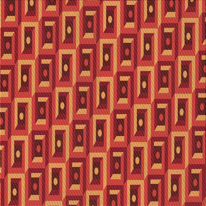 Round Patterned Orange Red Orange Rug, pat122org