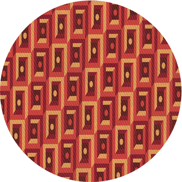 Square Patterned Orange Red Orange Rug, pat122org