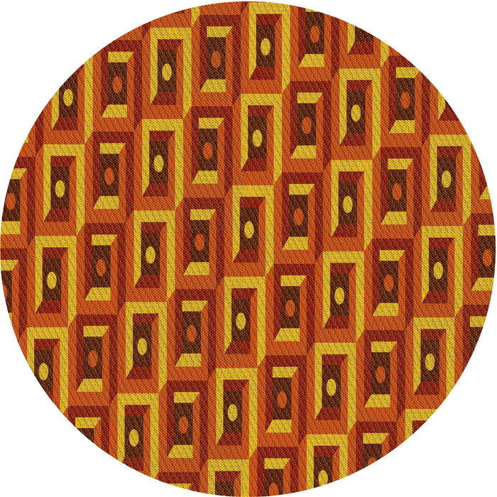 Square Patterned Neon Orange Rug, pat122yw