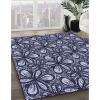 Patterned Midnight Blue Rug, pat1220blu