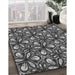 Patterned Charcoal Black Rug in Family Room, pat1220gry