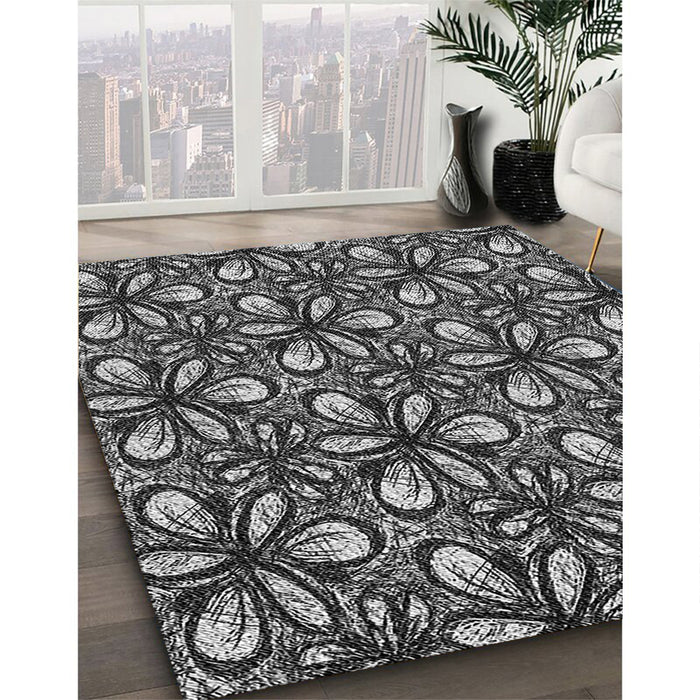 Machine Washable Transitional Charcoal Black Rug in a Family Room, wshpat1220gry
