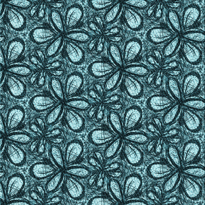 Round Patterned Deep Teal Green Rug, pat1220lblu