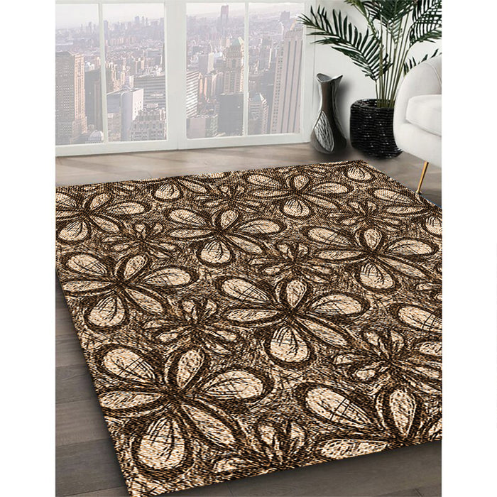 Patterned Brown Sand Brown Rug in Family Room, pat1220org