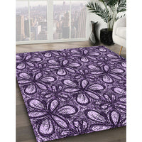 Patterned Bright Lilac Purple Rug, pat1220pur