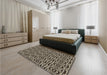 Patterned Midnight Gray Rug in a Bedroom, pat1221brn