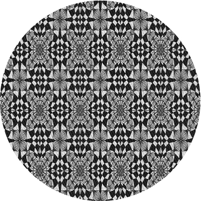 Square Patterned Midnight Gray Rug, pat1221gry