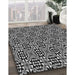 Patterned Midnight Gray Rug in Family Room, pat1221gry