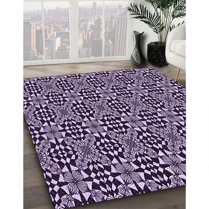 Machine Washable Transitional Dark Purple Rug in a Family Room, wshpat1221pur