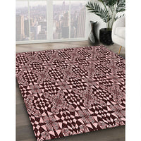 Patterned Pink Daisy Pink Rug, pat1221rd