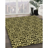 Patterned Metallic Gold Rug, pat1221yw