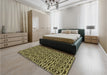 Patterned Metallic Gold Rug in a Bedroom, pat1221yw