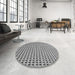 Round Patterned Cloud Gray Rug in a Office, pat1222gry