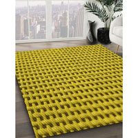 Patterned Dark Yellow Green Rug, pat1222yw