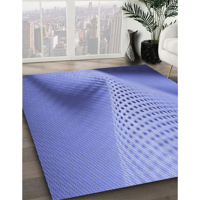 Patterned Denim Blue Rug in Family Room, pat1223blu