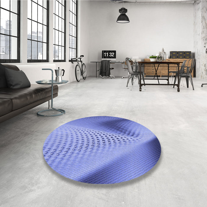 Round Patterned Denim Blue Rug in a Office, pat1223blu