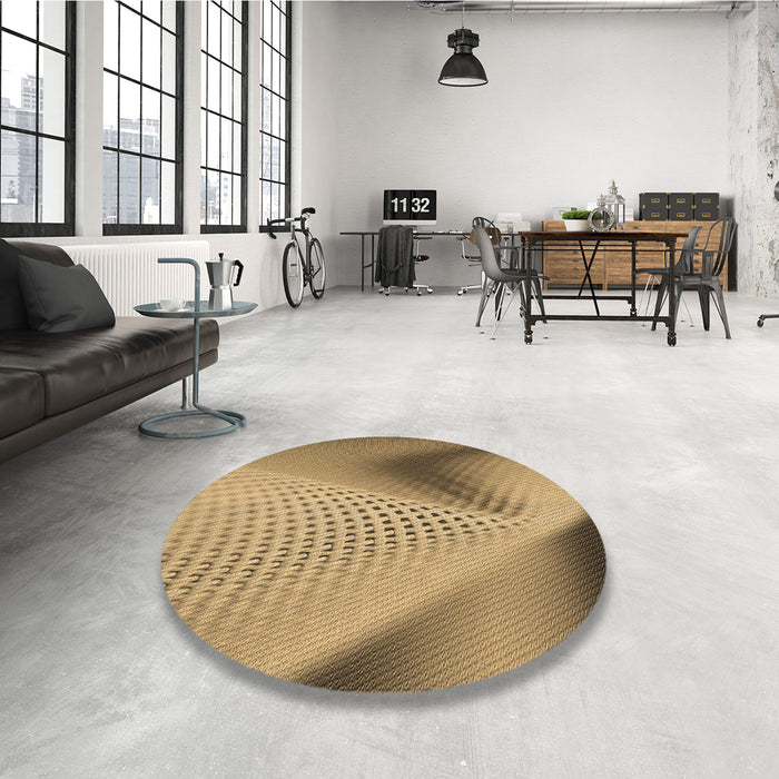 Round Patterned Oak Brown Rug in a Office, pat1223brn