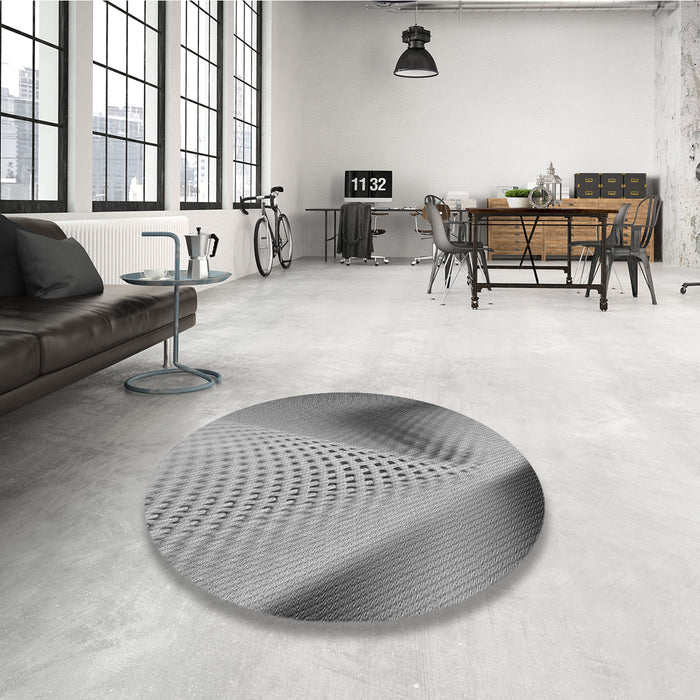 Round Patterned Ash Gray Rug in a Office, pat1223gry