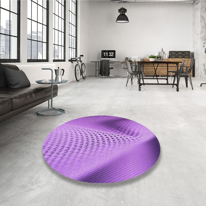 Round Patterned Violet Purple Rug in a Office, pat1223pur