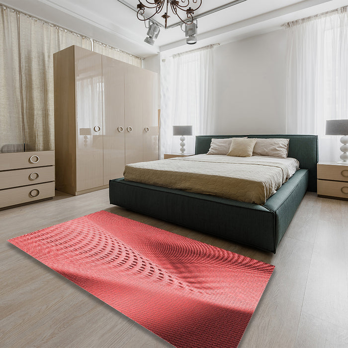 Patterned Red Rug in a Bedroom, pat1223rd