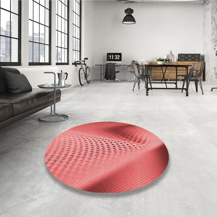 Round Patterned Red Rug in a Office, pat1223rd