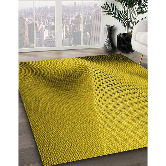 Machine Washable Transitional Dark Yellow Green Rug in a Family Room, wshpat1223yw