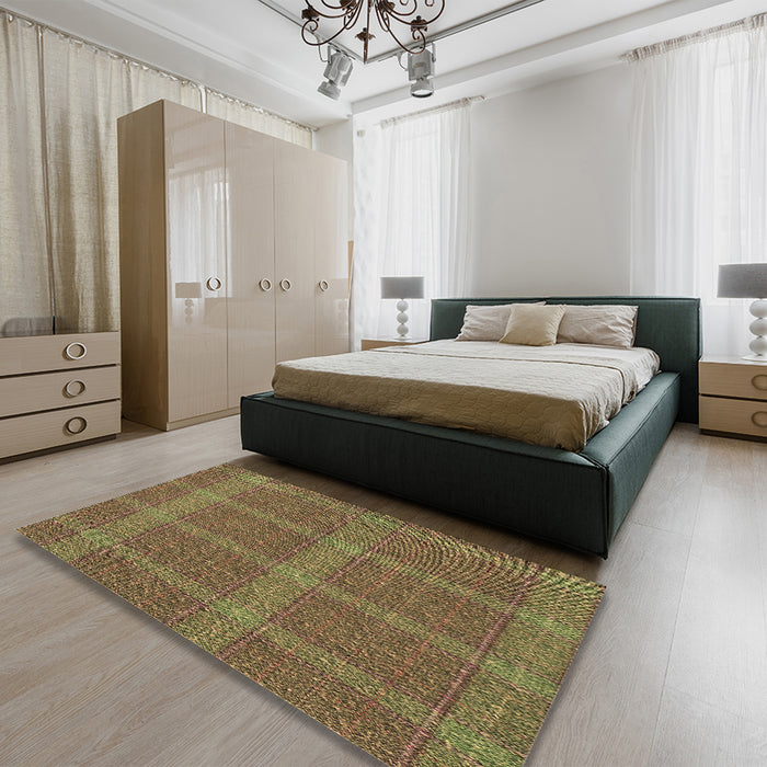 Round Machine Washable Transitional Caramel Brown Rug in a Office, wshpat1224brn