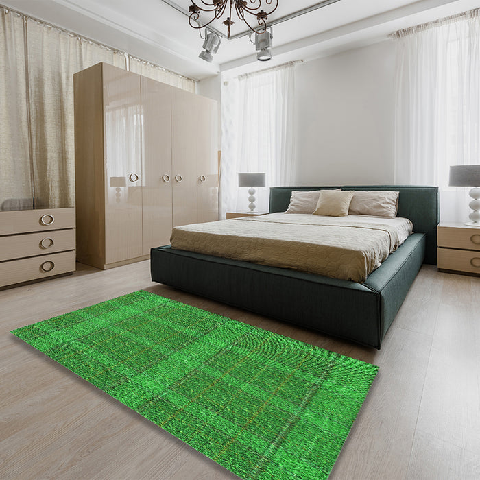 Patterned Green Rug in a Bedroom, pat1224grn