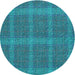 Square Patterned Dark Turquoise Green Rug, pat1224lblu