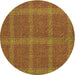 Square Patterned Saddle Brown Rug, pat1224org