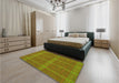 Patterned Dark Bronze Brown Rug in a Bedroom, pat1224yw