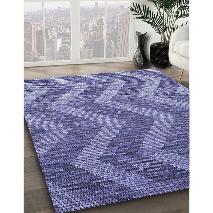 Patterned Deep Periwinkle Purple Rug in Family Room, pat1225blu