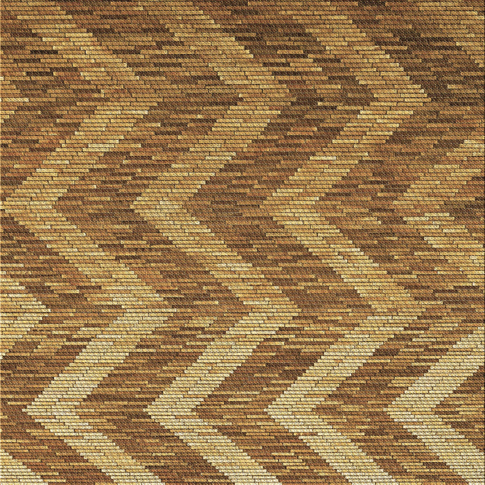 Round Patterned Saddle Brown Rug, pat1225brn