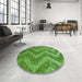 Round Patterned Green Rug in a Office, pat1225grn