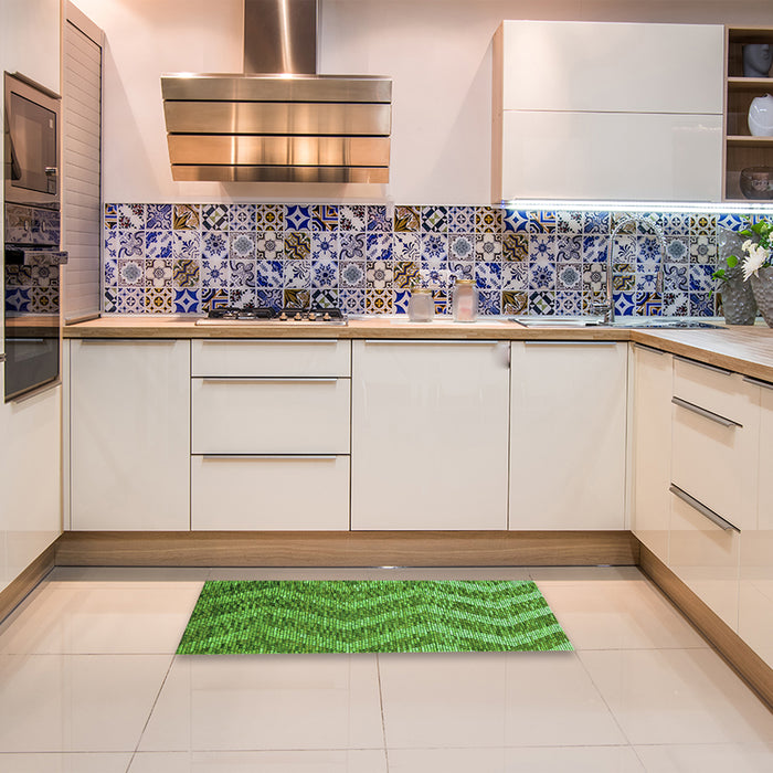 Patterned Green Rug in a Kitchen, pat1225grn