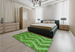 Patterned Green Rug in a Bedroom, pat1225grn