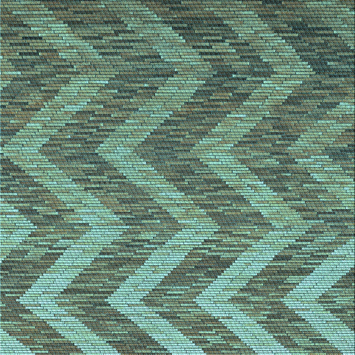 Round Machine Washable Transitional Deep-Sea Green Rug, wshpat1225lblu