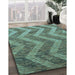 Patterned Deep-Sea Green Rug in Family Room, pat1225lblu