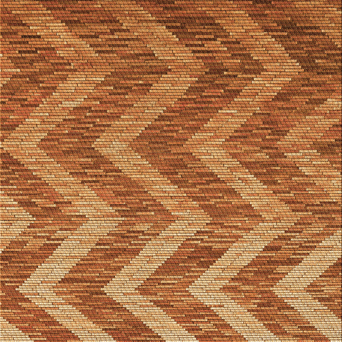 Round Patterned Orange Rug, pat1225org