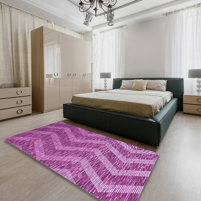 Round Machine Washable Transitional Purple Rug in a Office, wshpat1225pur