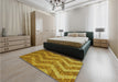 Patterned Yellow Rug in a Bedroom, pat1225yw