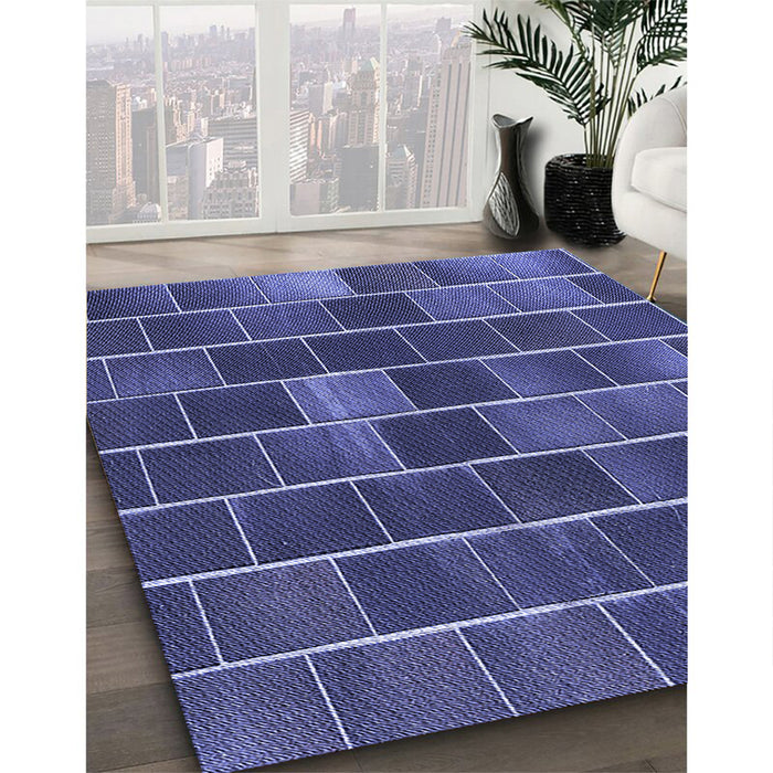 Patterned Blue Rug in Family Room, pat1226blu
