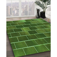 Patterned Dark Lime Green Rug, pat1226grn