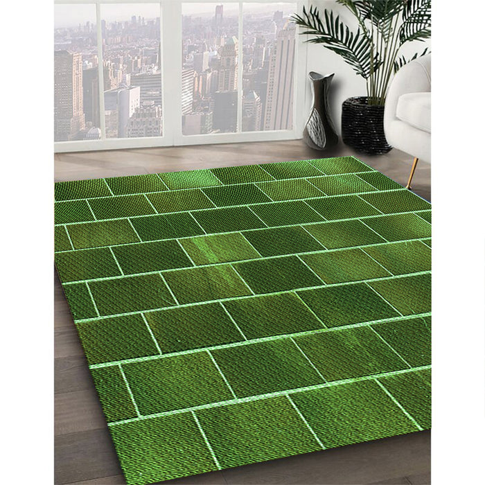 Machine Washable Transitional Dark Lime Green Rug in a Family Room, wshpat1226grn