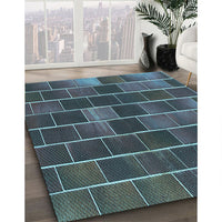 Patterned Deep-Sea Green Rug, pat1226lblu