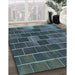 Patterned Deep-Sea Green Rug in Family Room, pat1226lblu