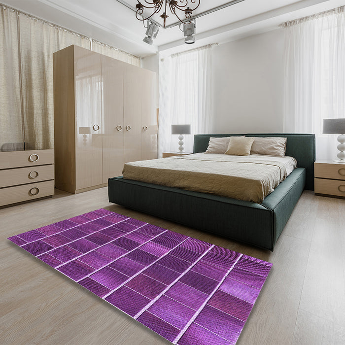 Patterned Dark Magenta Purple Rug in a Bedroom, pat1226pur